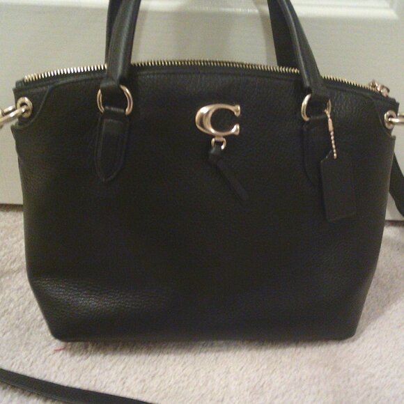 Coach Black Medium Pebbled Leather Remi Satchel - Picture 1 of 10